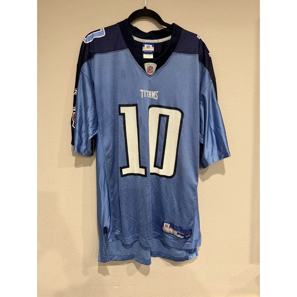 Reebok Tennessee Titans Jersey Men's Large Blue #10 Young NFL Football‎ Vintage